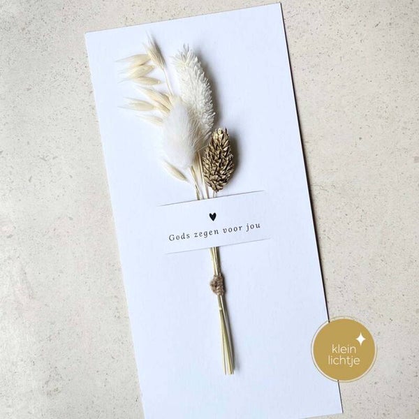 Kaart met droogbloemen – Gods zegen voor jou