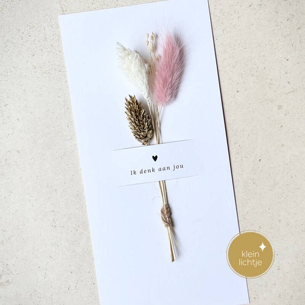 Kaart met droogbloemen – Ik denk aan jou