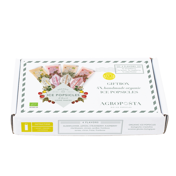 GIFTBOX GEVULD MET 4 BIOLOGISCHE IJSLOLLY’S