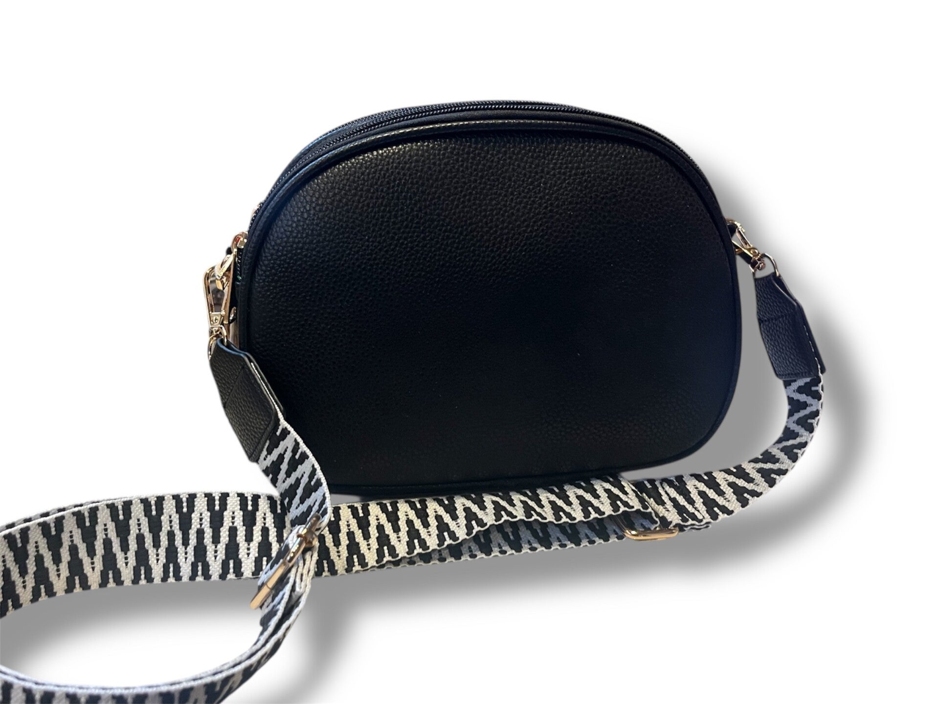 Kunstlederen cross body 3rits | Zwart