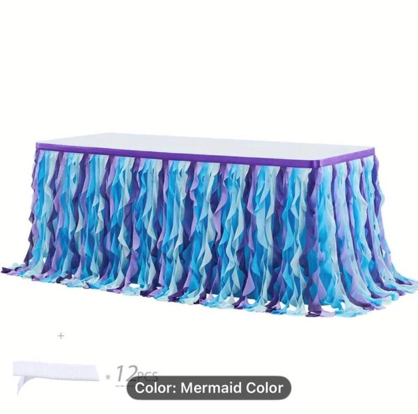 Ruffled Fringe Curly Table Skirt