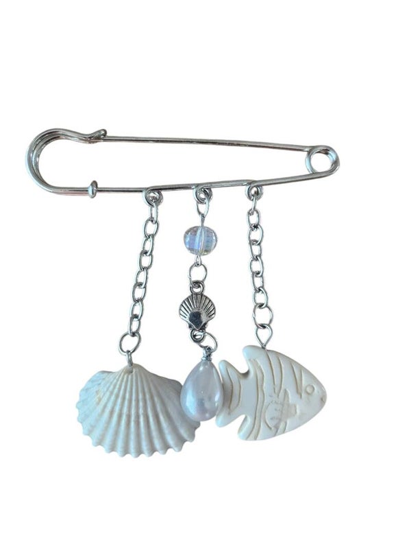 Vis met Schelp Broche