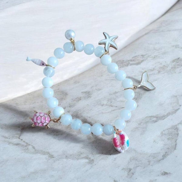 Beache armband roze schildpad