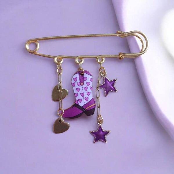 Boot paars Broche