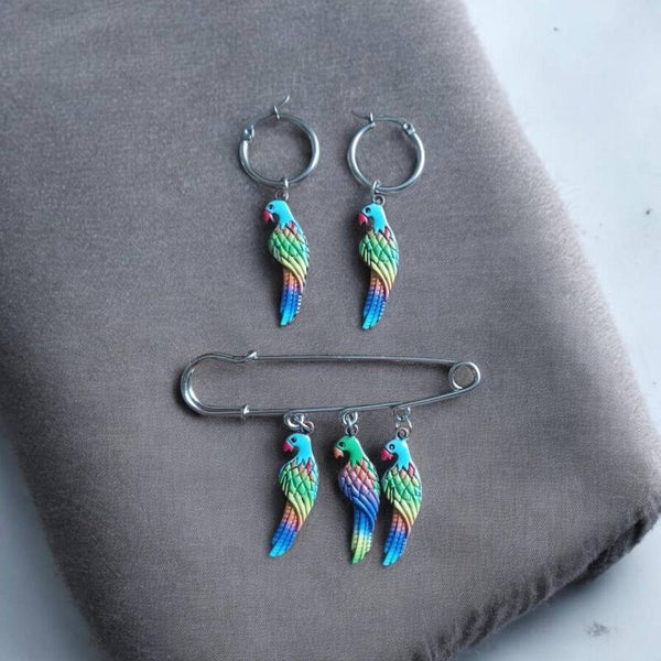 Setje papegaaien blauw koppie