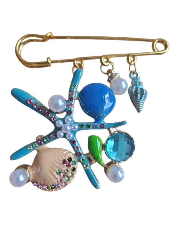 Zee Ster Broche Blauw