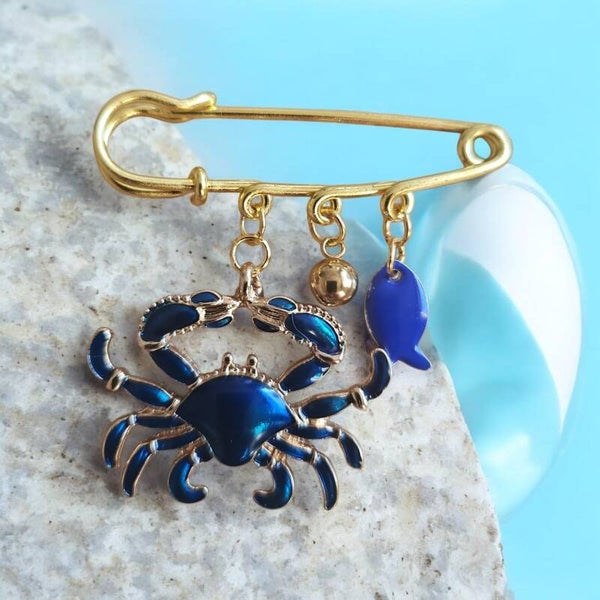 Broche blauwe Krab