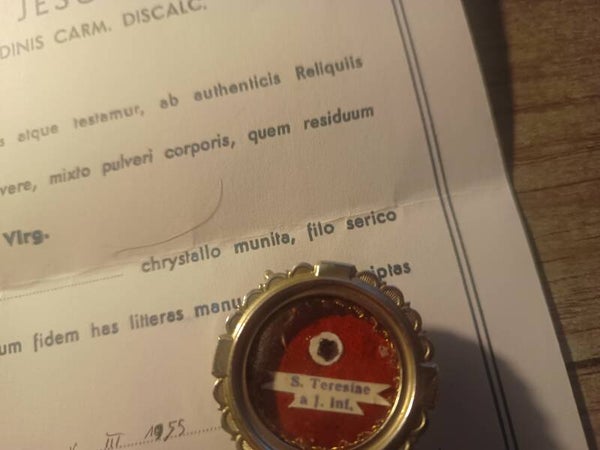 saint therese of the infant jesus lisieux relic document