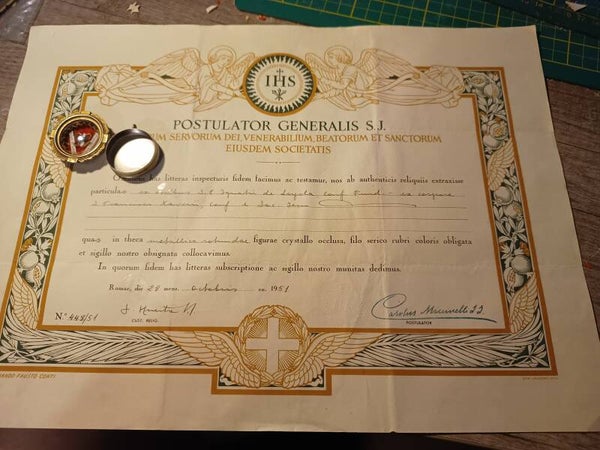 sAINT fRANCIS Xavier and saint ignace de loyola relic and document