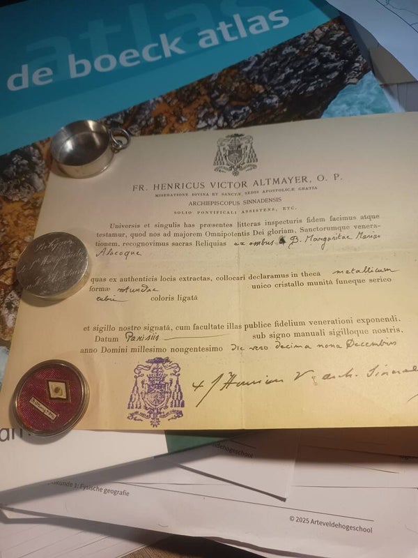 Saint Margaret Mary alacoque relic and document