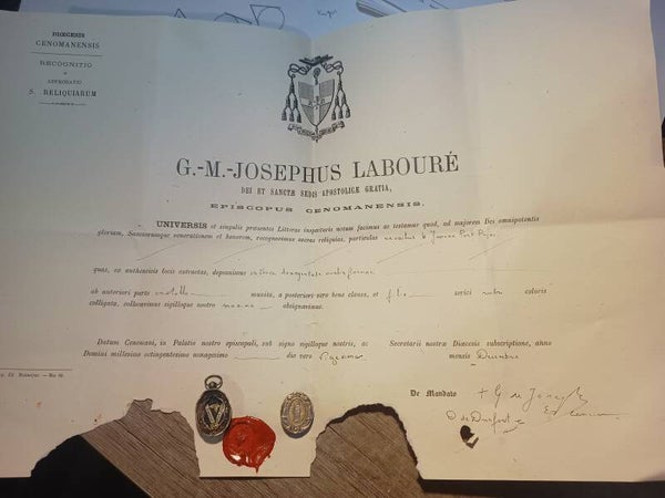 blessed joanna of portugal relic and document SCARCE