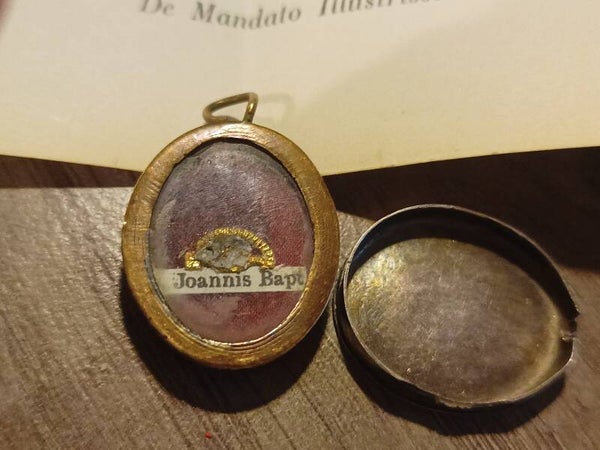 Saint John the baptist relic and document