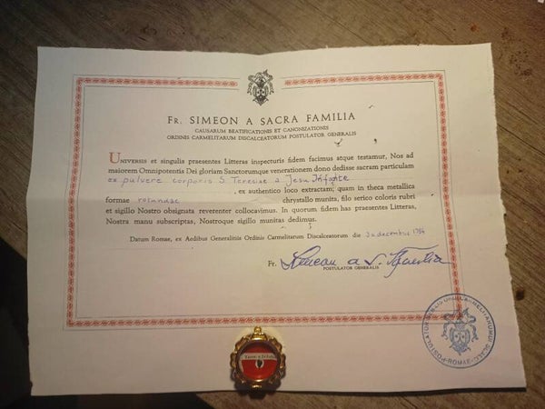 saint therese of the infant jesus lisieux relic and document
