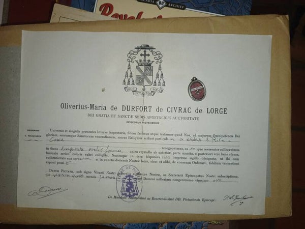 Saint Rita of cassia relic and document