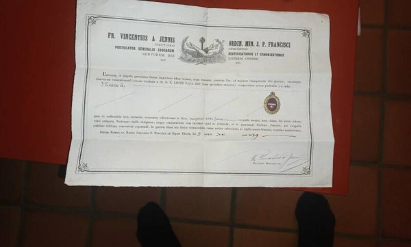 Saint Jude thaddeus relic and document silver