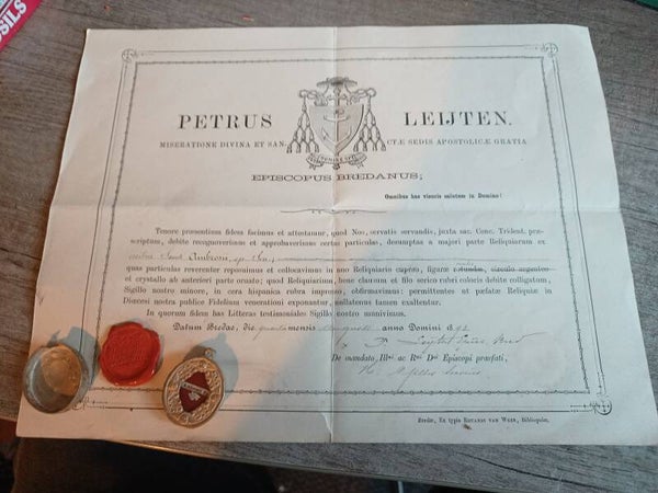 Saint Ambrose relic and document