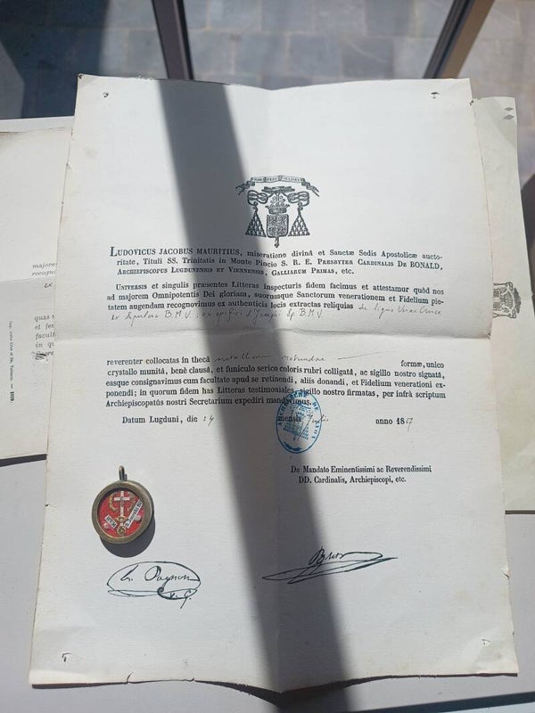 Saint Joseph Virgin Mary true cross rare document present seals intact