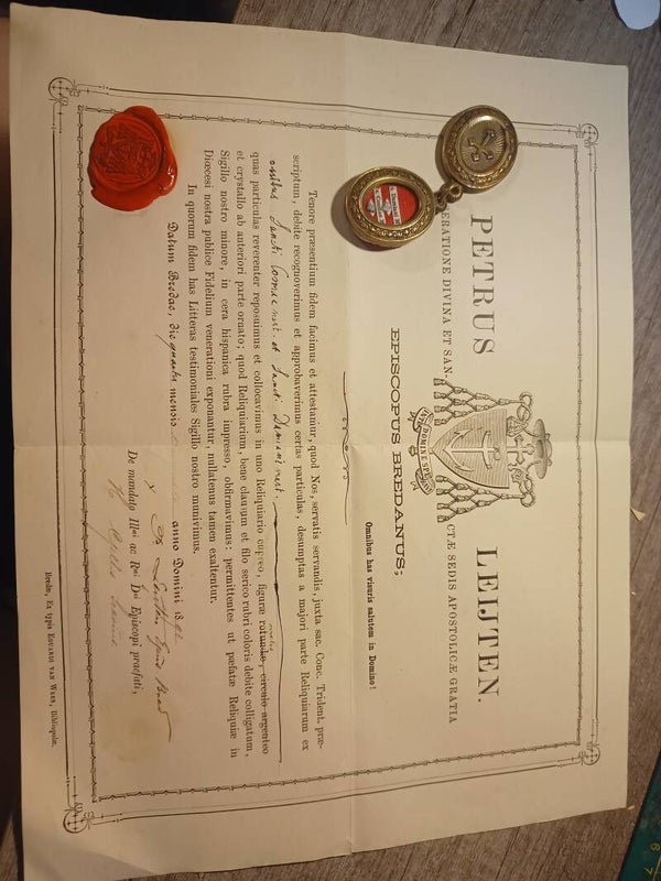 Saint Cosmas Saint  Damian relic and document