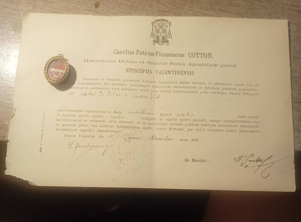 Saint Rita of cassia relic and document
