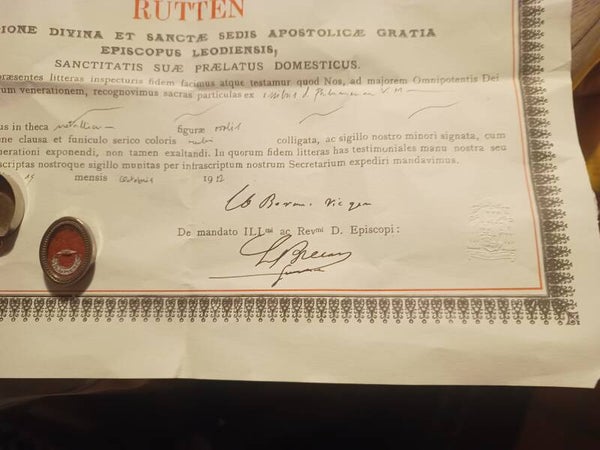 Saint Philumena relic and document