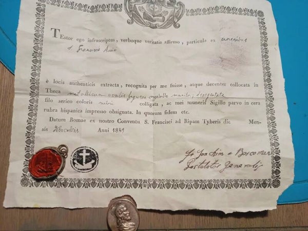 Saint Francis Saint Francis Assisi relic and document cineribus