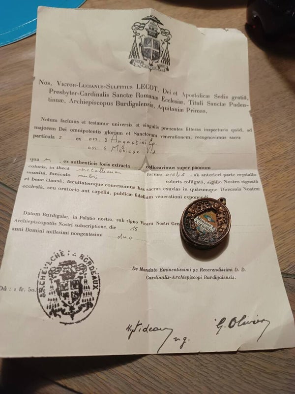 Saint Augustine Saint Monica relic and document saint monique saint auguste