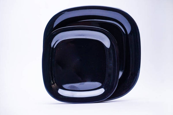 PLATO CUADRADO DIAMANTE MELAMINA NEGRA