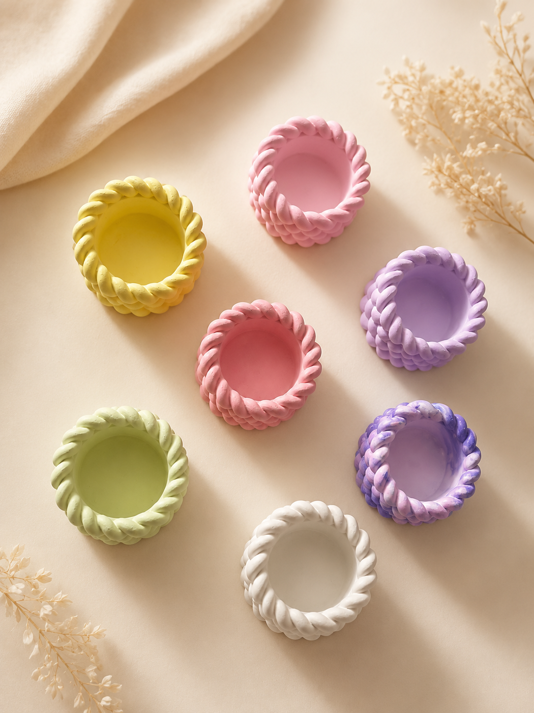 Frühlingsset Teelichthalter Pastell