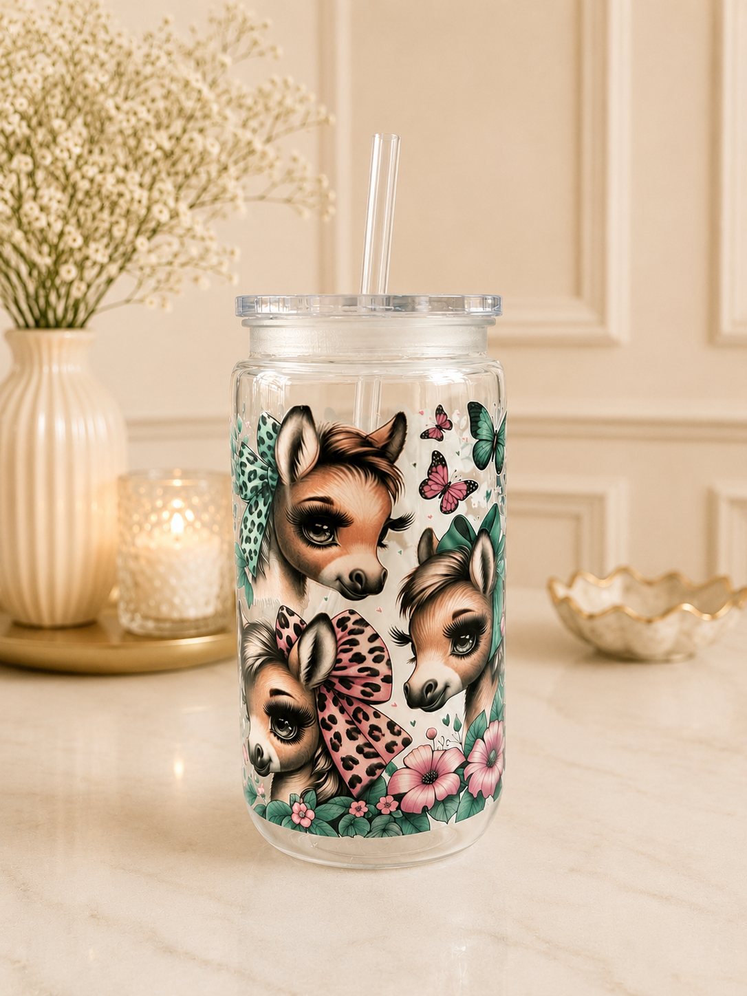 Kunststoff Trinkbecher mit Strohhalm- Pony SB05