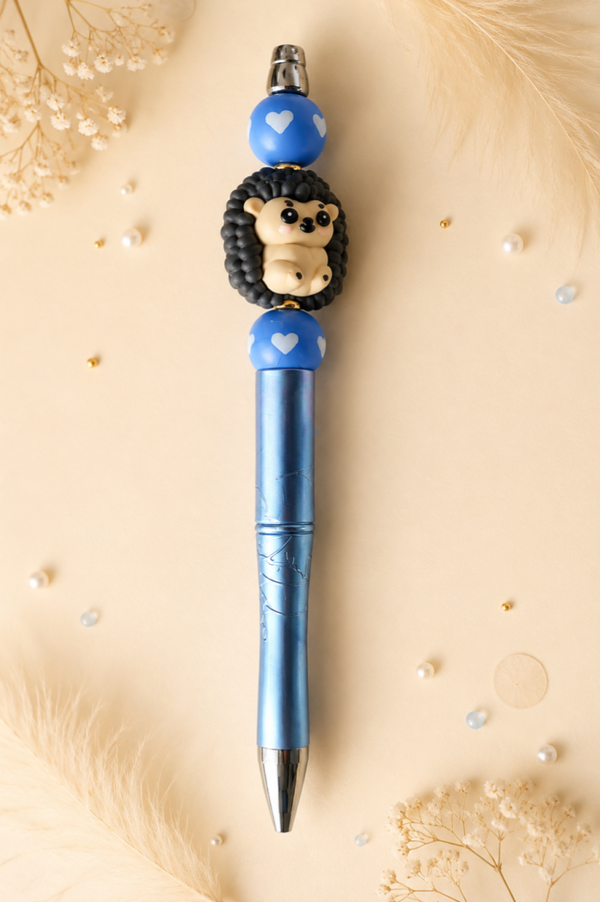 Kugelschreiber mit Ersatzmiene- Igelchen blau