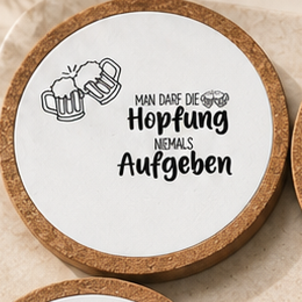 Kork- Gips Untersetzer - Die Hopfnung