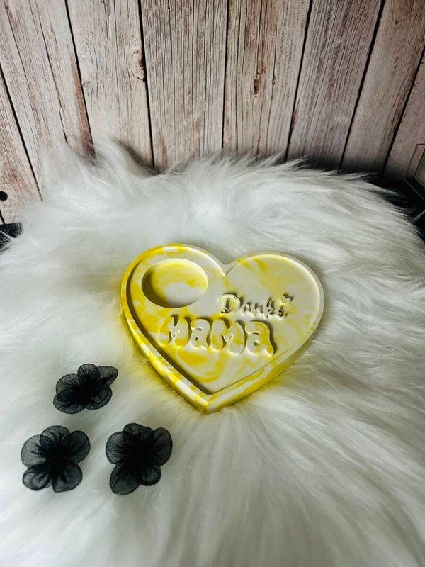 Teelichthalter- „Danke Mama“ Gelb