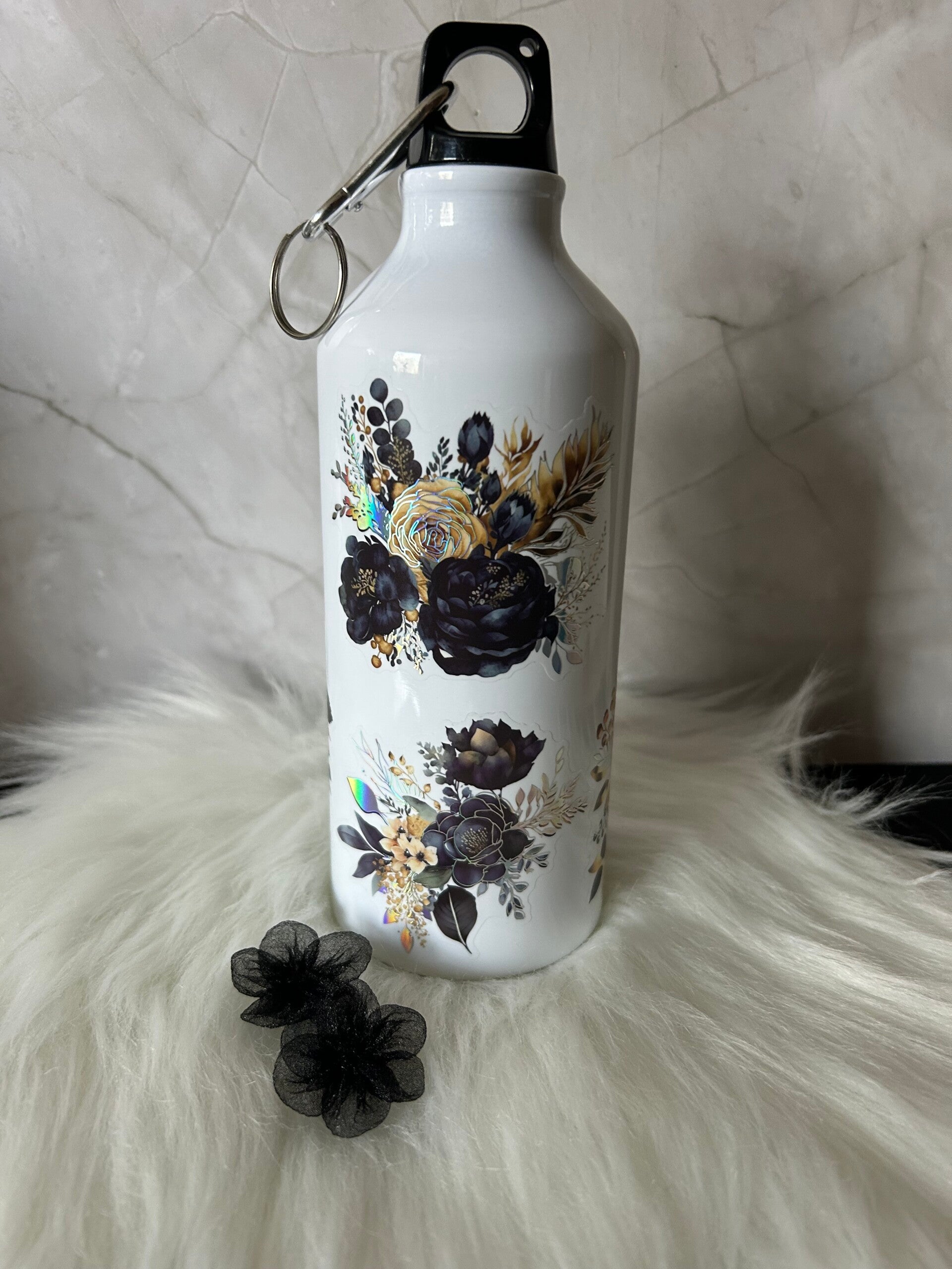 Alu- Trinkflasche Holo Blumen