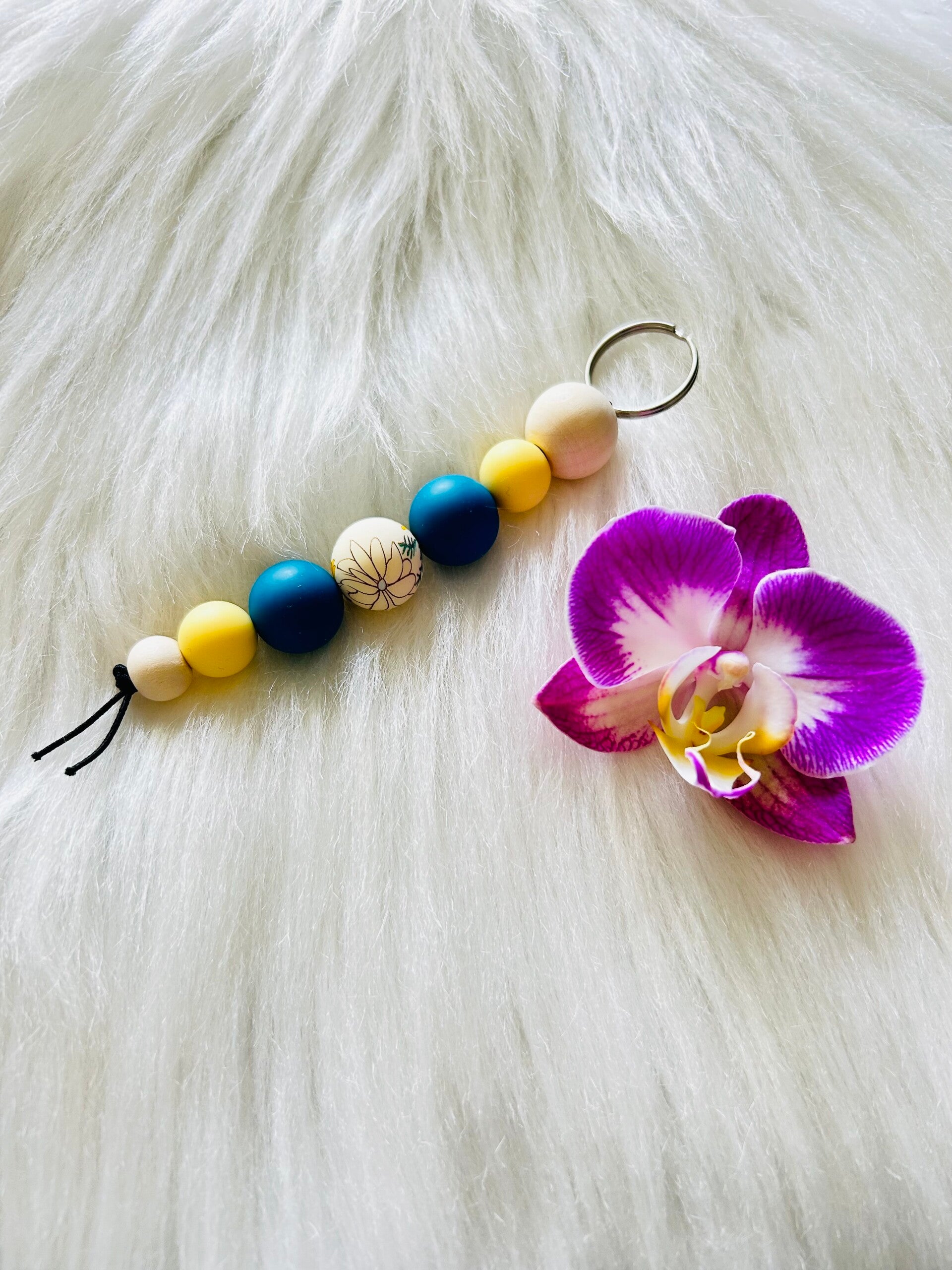 Anhänger Petrol/Gelb Blume