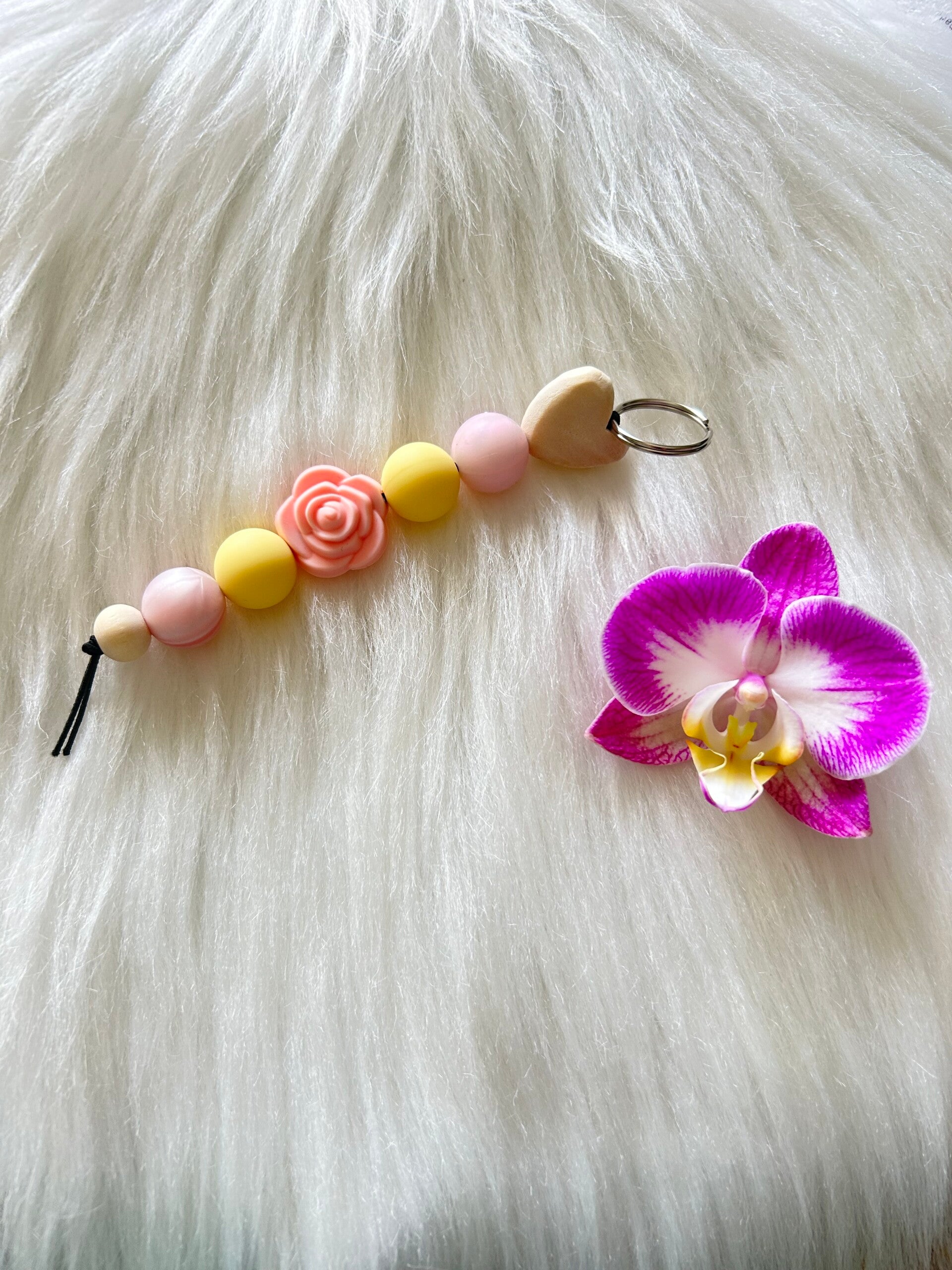 Anhänger rosa/gelb rosa Blume