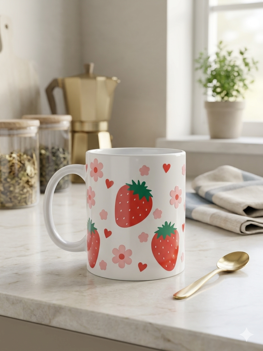 Motiv-Tasse Erdbeeren