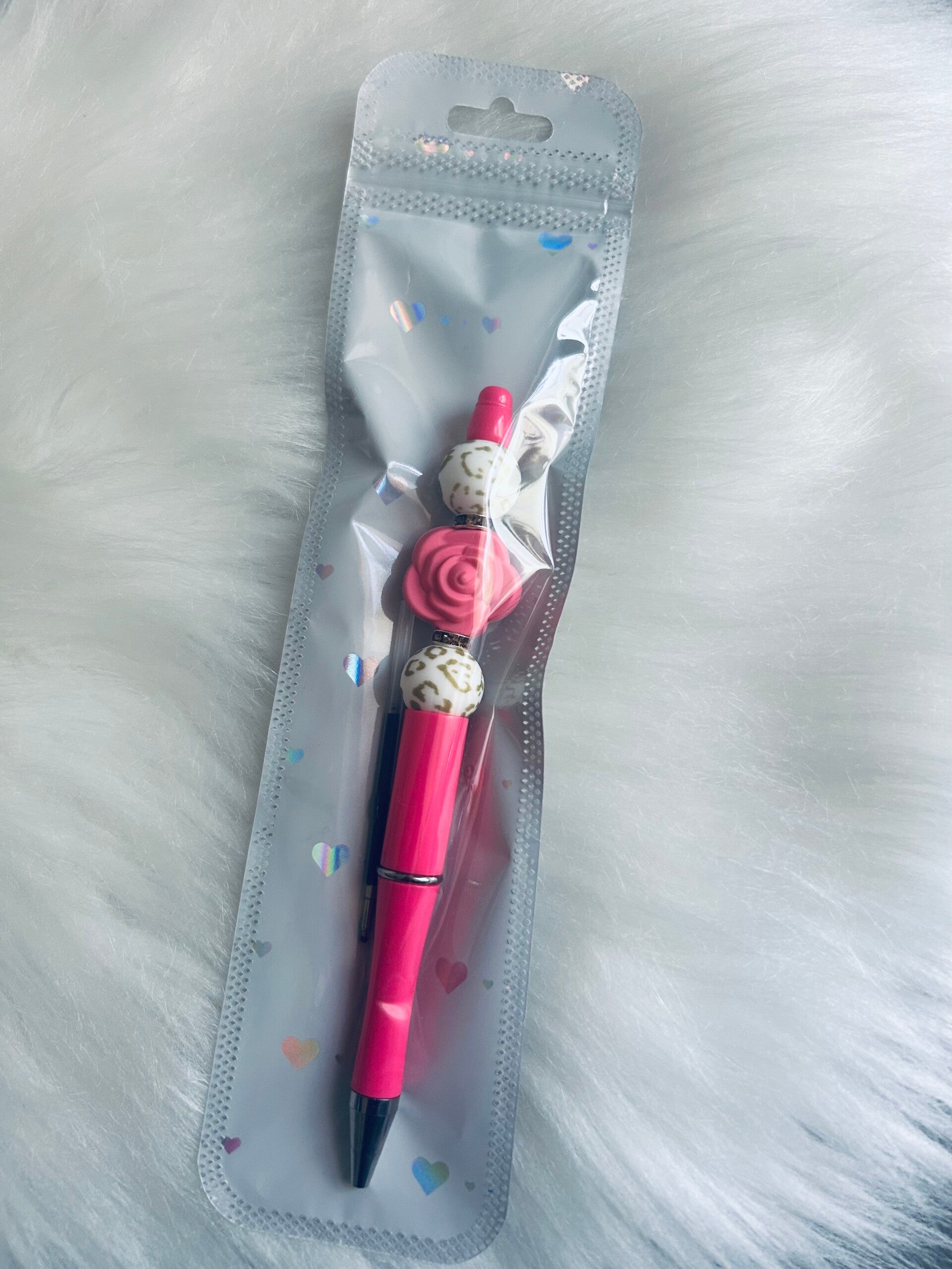 Kugelschreiber mit Ersatzmiene- rosa Blume, rosa