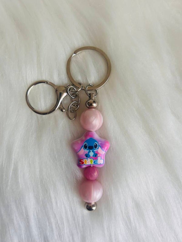 Schlüsselanhänger- Stitch rosa Stern