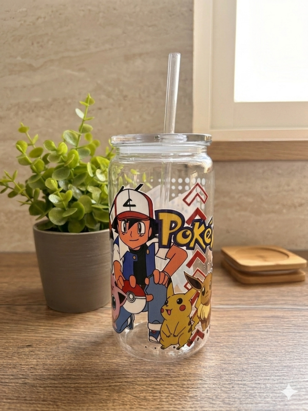 Kunststoff Trinkbecher mit Strohhalm- Pokémon
