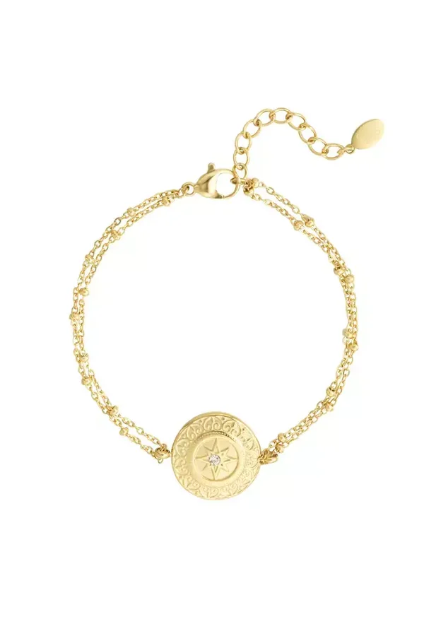 Dubbele armband ster-coin
