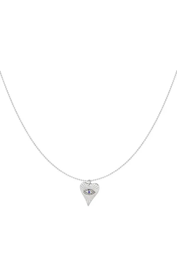 Ketting hart met oog - zilver