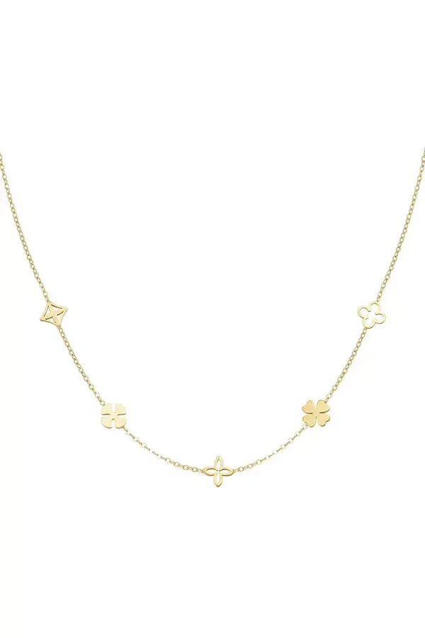 Ketting flower power - goud