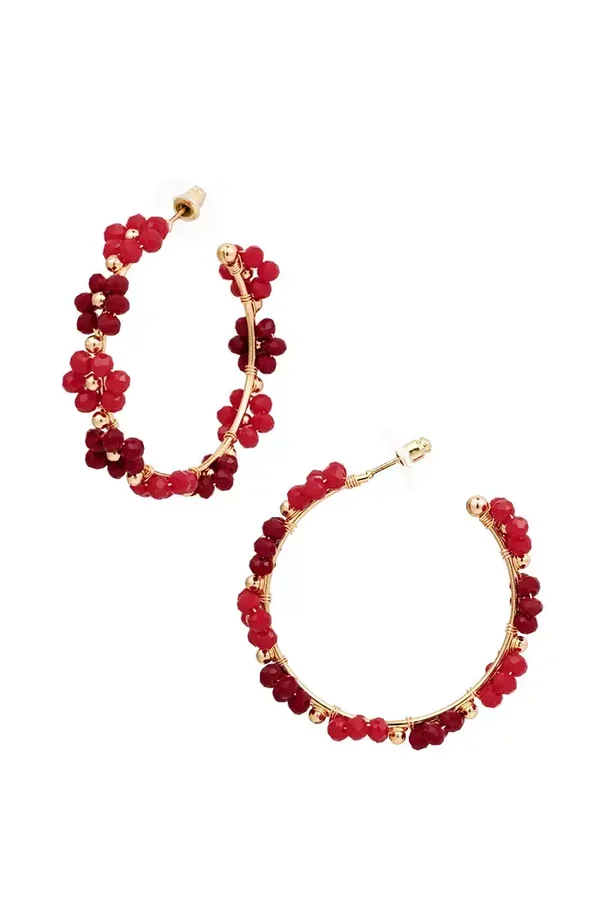 Oorhangers bloemetjes rood