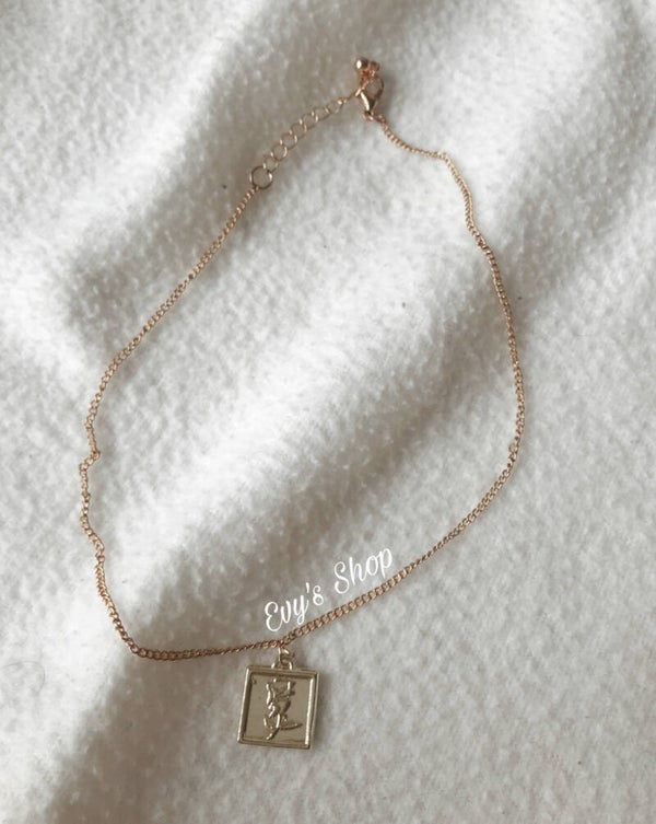 Rose tag necklace