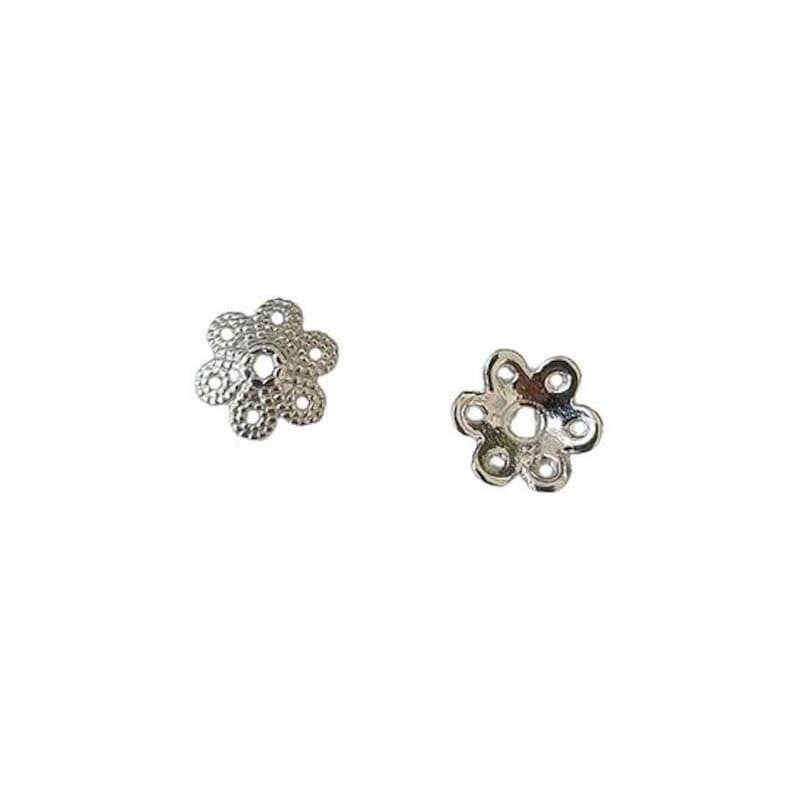 Coupelles fleur en alliage tibétain, 10mm