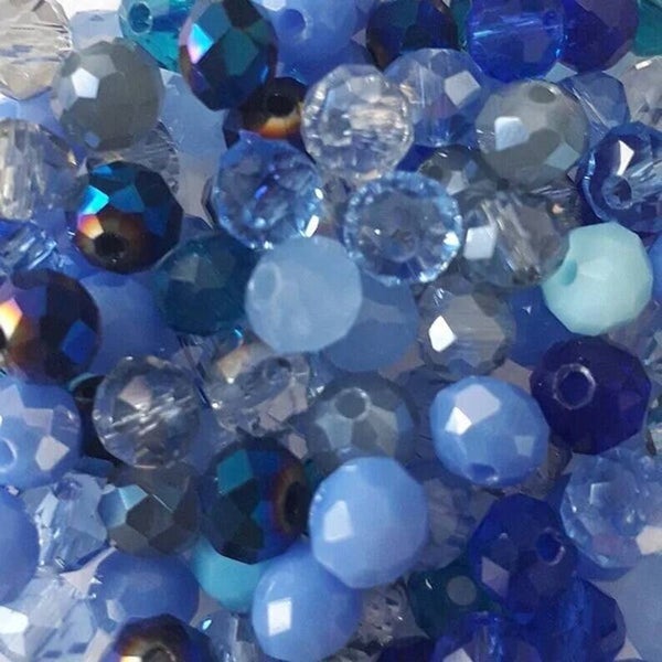 Perles en verre rondes aplaties, à facettes, 6x5mm