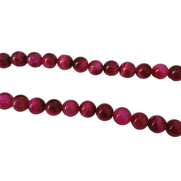 40 perles rondes oeil de tigre teinté 8mm