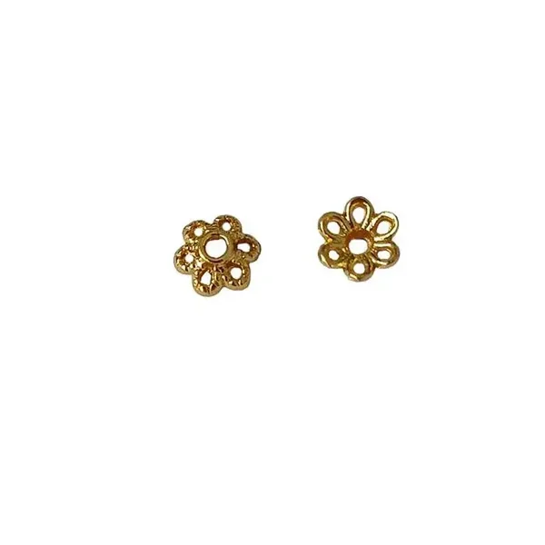Coupelle fleur, laiton plaqué or 18k
