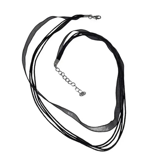 Collier en cordon ciré et organza