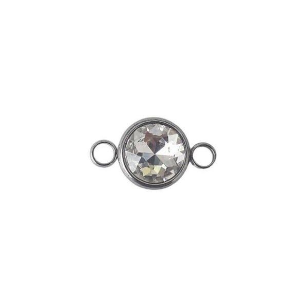 Intercalaire argent mat strass facetté, acier inoxydable